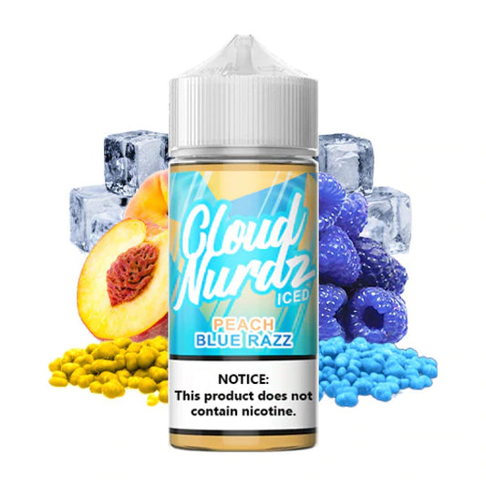 CLOUD NURDZ ICED PEACH BLUE RASPBERRY 100ML - FREEBASE