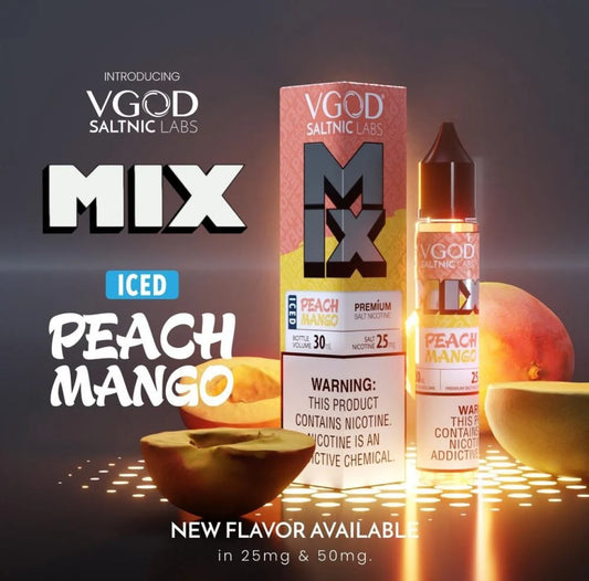 في قود خوخ مانجو ايس سولت - Vgod Peach Mango Ice Salt