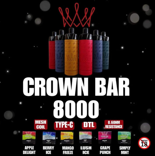 شيشة جاهزة الفاخر كراون بار 8000 سحبه CROWN BAR Big Cloud