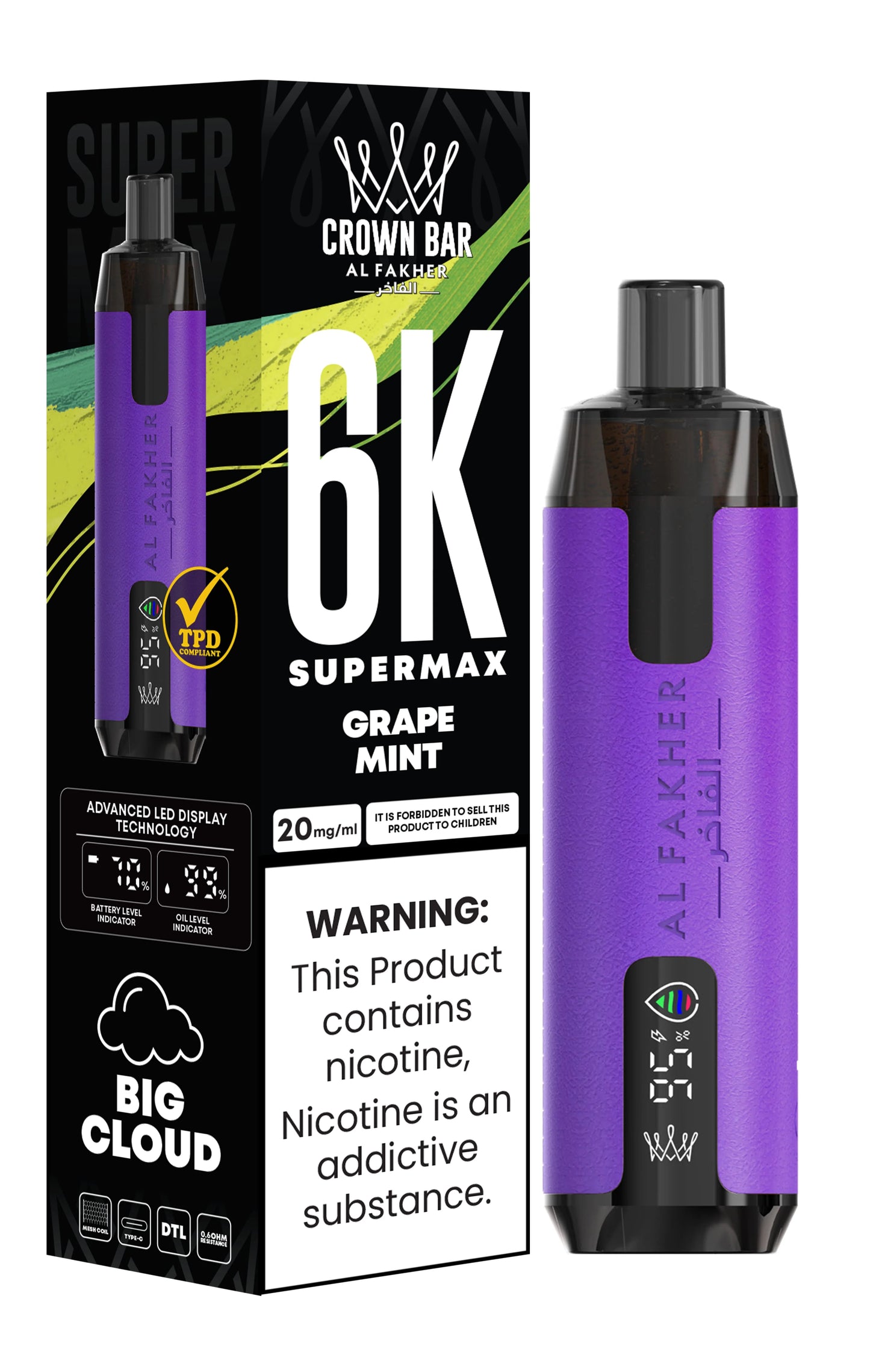 Al Fakher Crown Bar 6K Supermax Disposable Vape Kit